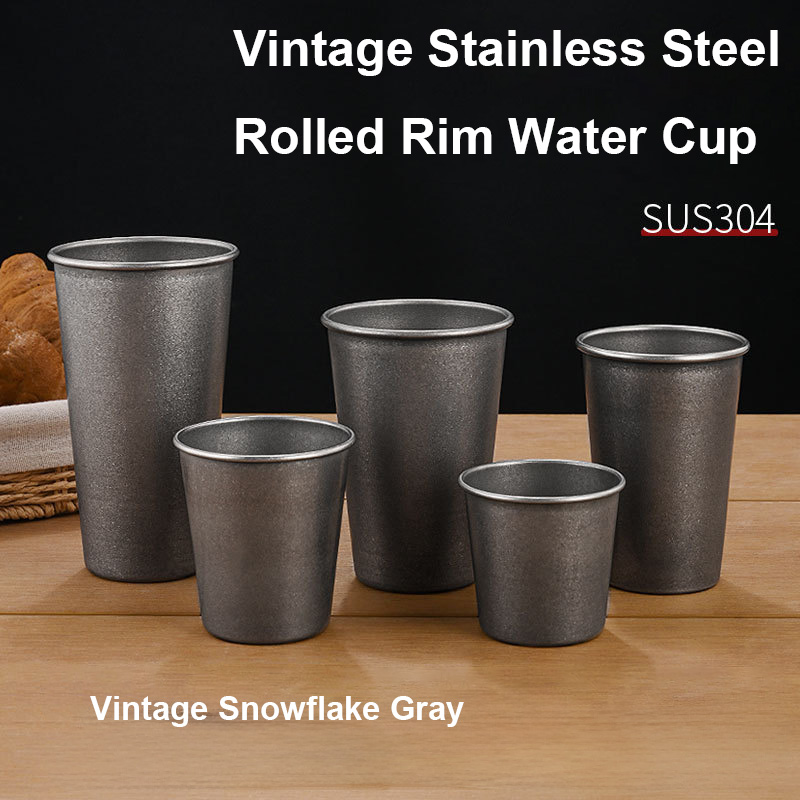 Wine Beer Drink - Gelas Minum Stainless Steel Perak Retro,