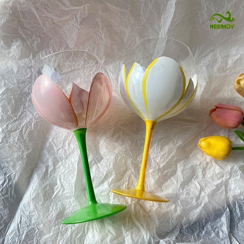 Wine Beer Foot - Gelas Anggur Merah Kaca Lukis Tulip