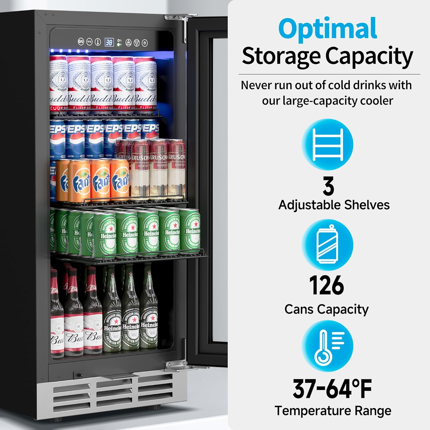 Wine And Beer Undercounter Fridge - Kulkas Minuman Bawah Meja 15 Inci,